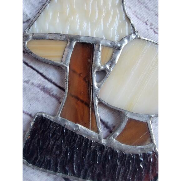 Vintage Mushrooms Stained Metal Glass Sun Catcher - Picture 4 of 5